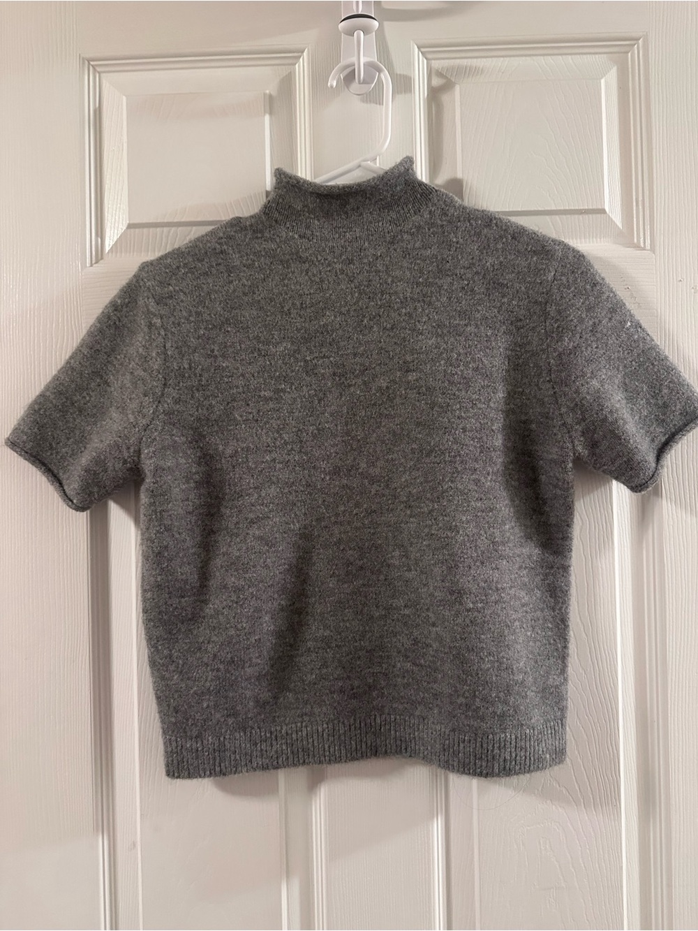 Zara Gray Mock Neck Short Sleeve Knit Sweater Top Size M